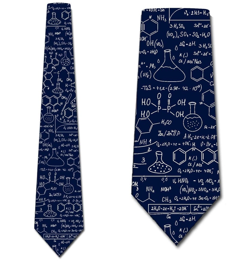 Three Rooker Science Ties Mens Chemistry Equations Navy Necktie - Image 2
